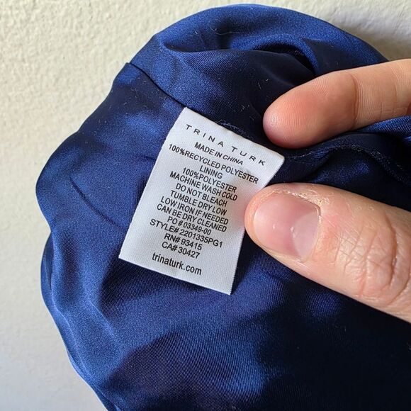 Trina Turk Silvery Dress Blue Floral With 3/4 Baloon Sleeves Small - Picture 5 of 6